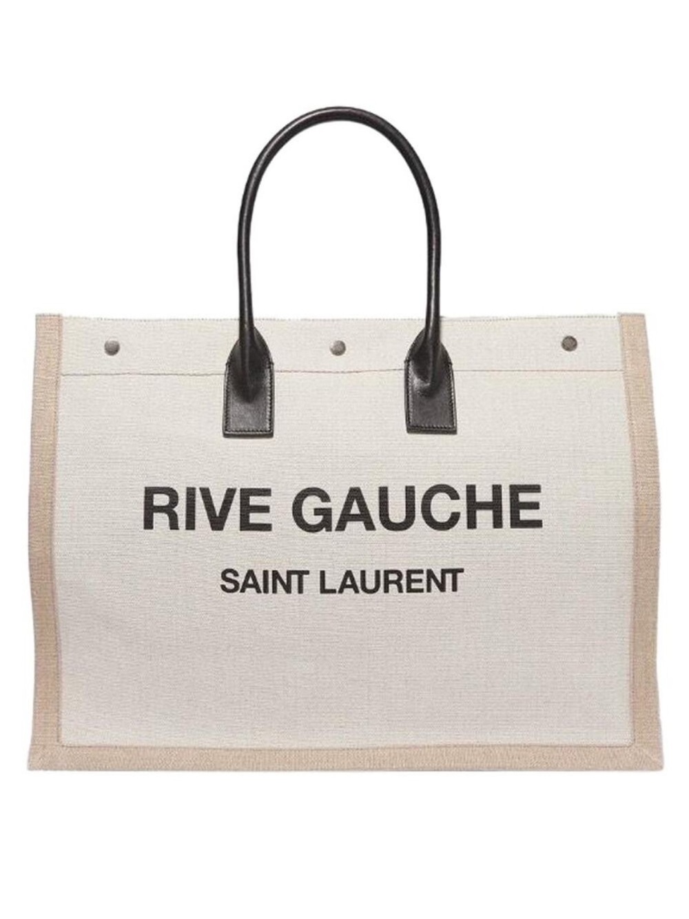 SAINT LAURENT Rive Gauche logo printed canvas large shopper tote bag